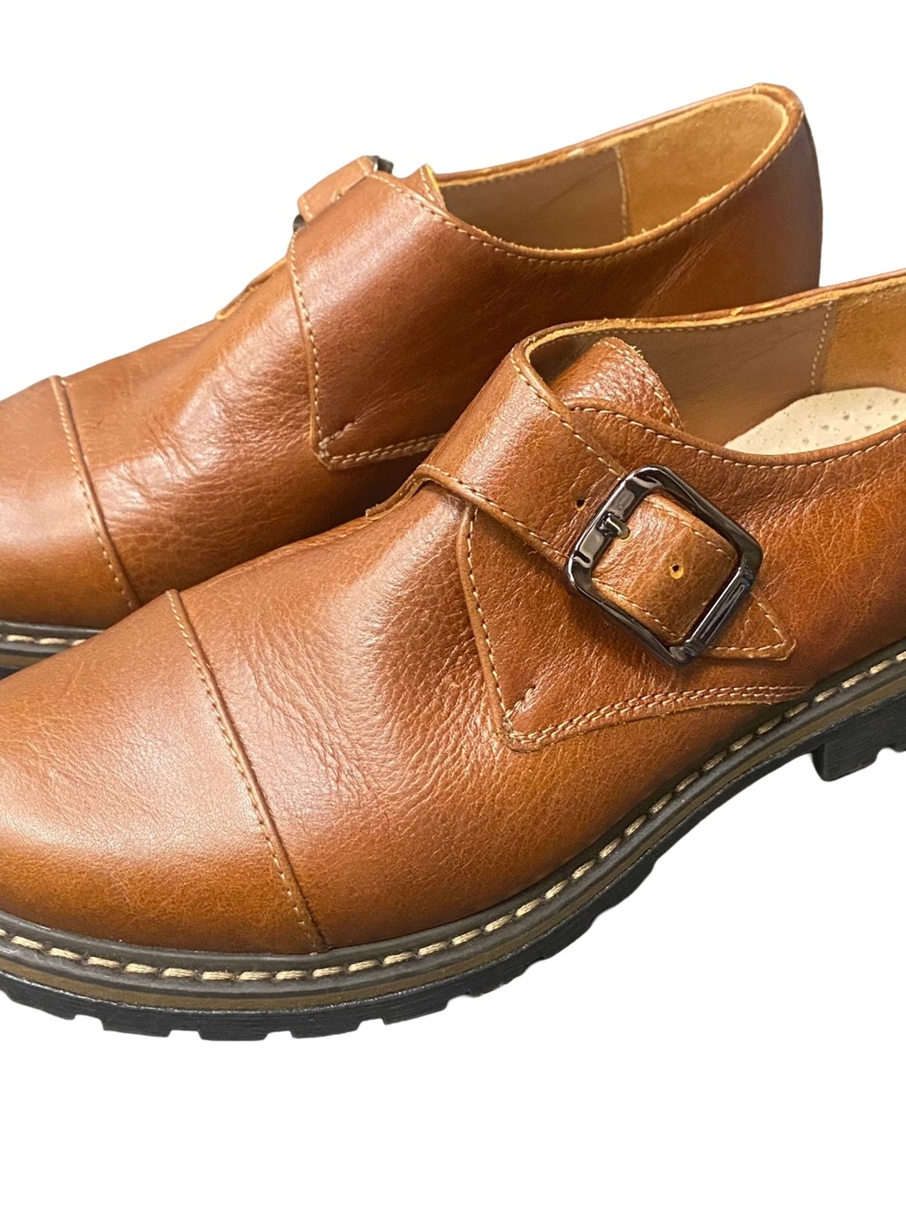 Coccine Handcrafted Camel Leather Monk Strap Shoes: Italian Women's Size 36